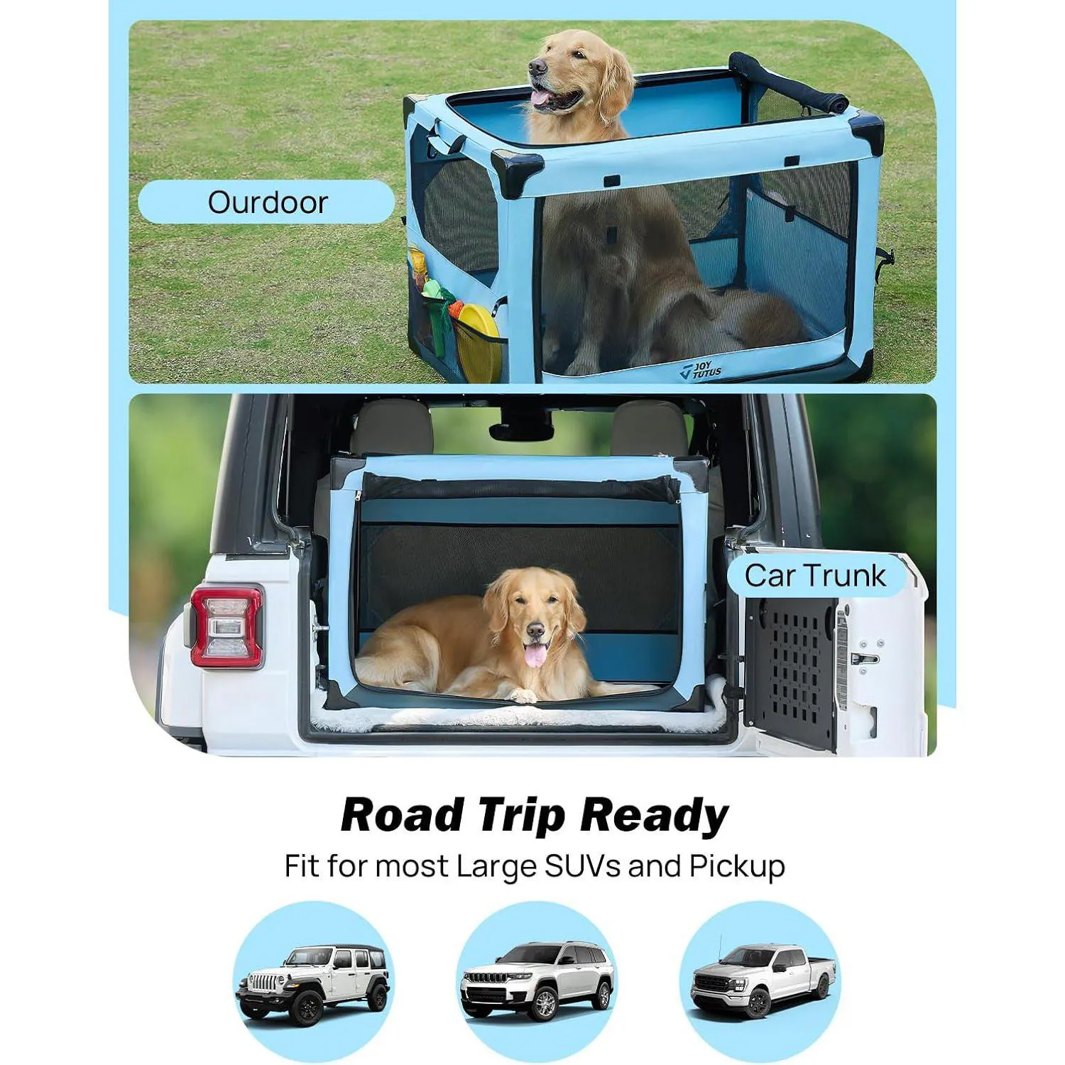 Jaula Portátil para Perros JOYTUTUS Plegable y Resistente para Viajes 4