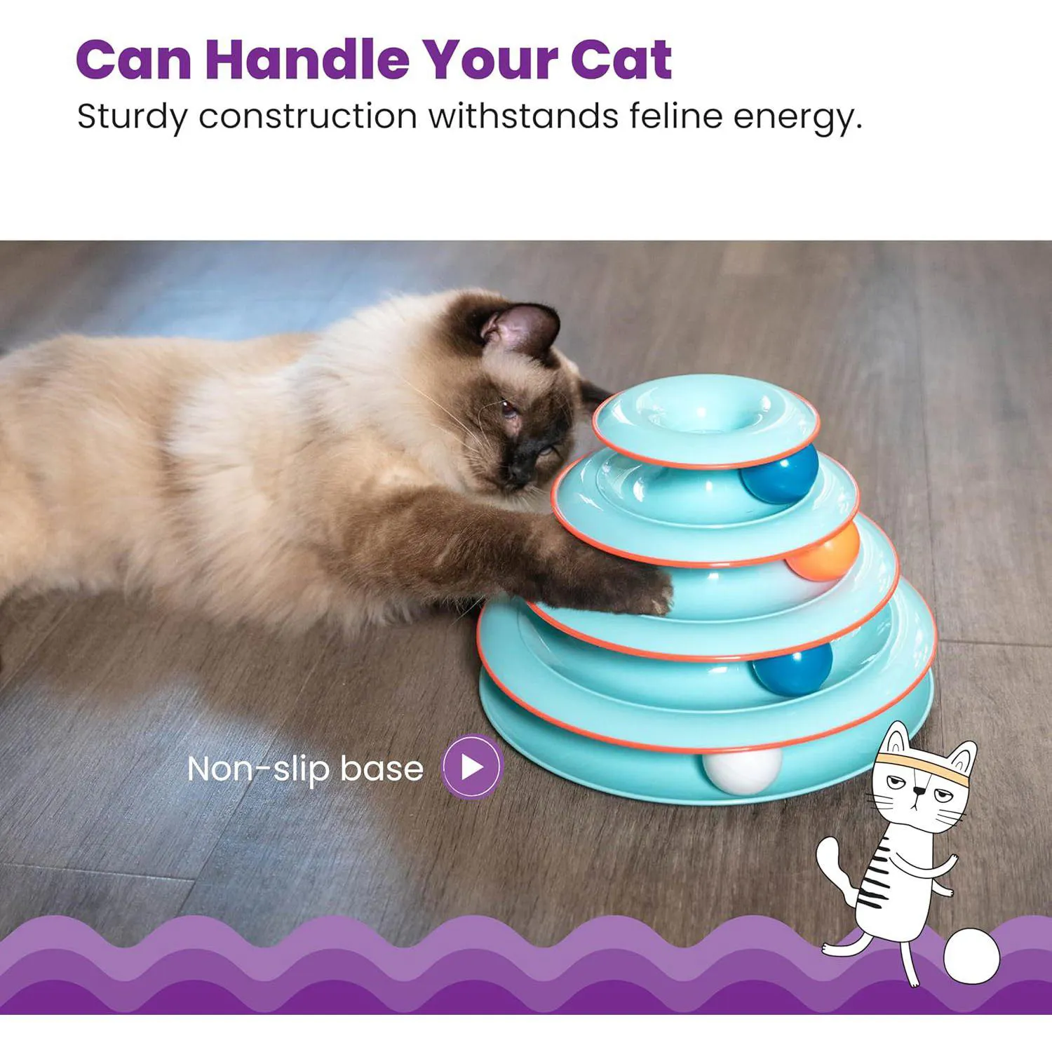 Juguete Interactivo para Gatos con Cuatro Niveles y Pelotas Giratorias 4