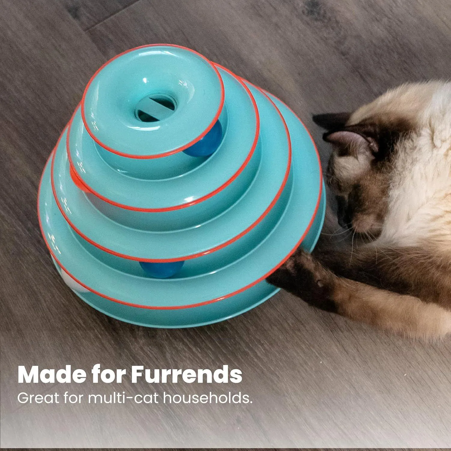 Juguete Interactivo para Gatos con Cuatro Niveles y Pelotas Giratorias 6