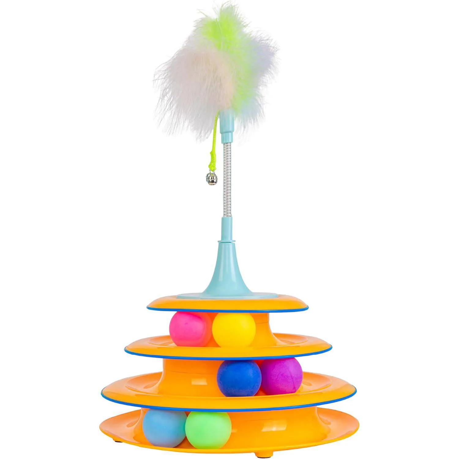 Juguete Interactivo para Gatos con Resorte Plumas y Cascabeles 7