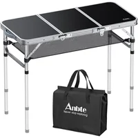 Mesa de Camping Plegable Ajustable en Aluminio 3 pies Ligera y Resistente