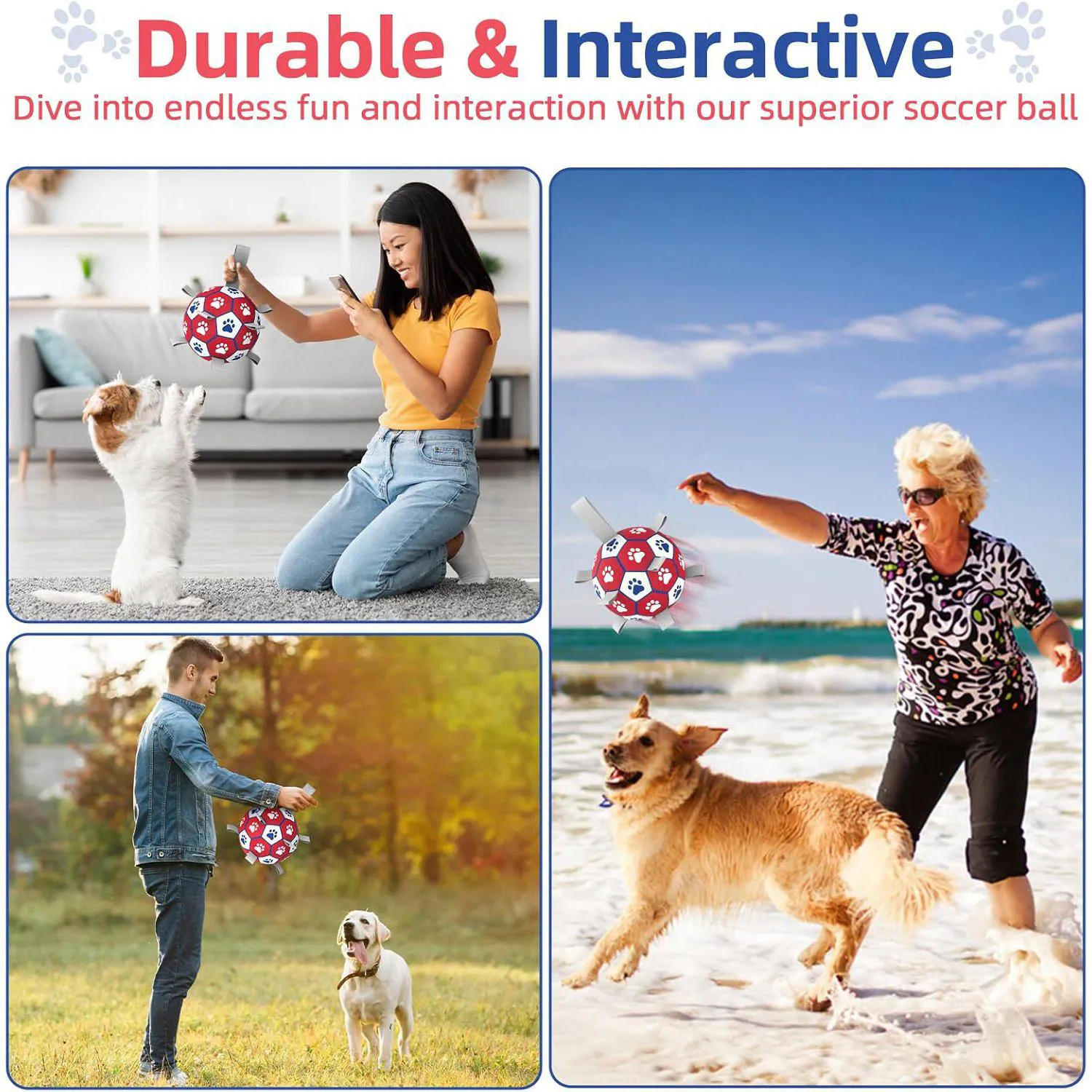 Pelota De Fútbol Para Perros Con Correas Que Flota Y Es Ideal Para Juegos Interactivos