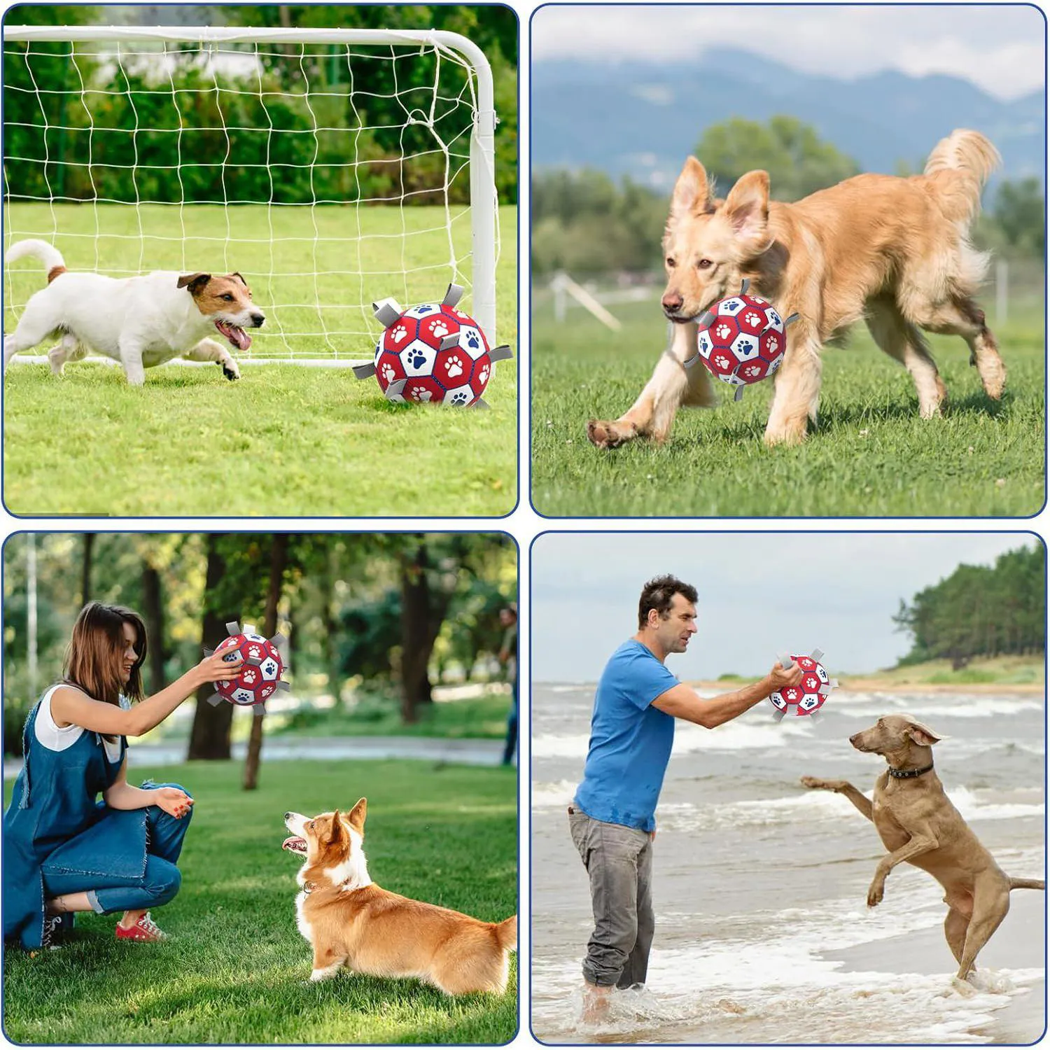 Pelota De Fútbol Para Perros Con Correas Que Flota Y Es Ideal Para Juegos Interactivos 4