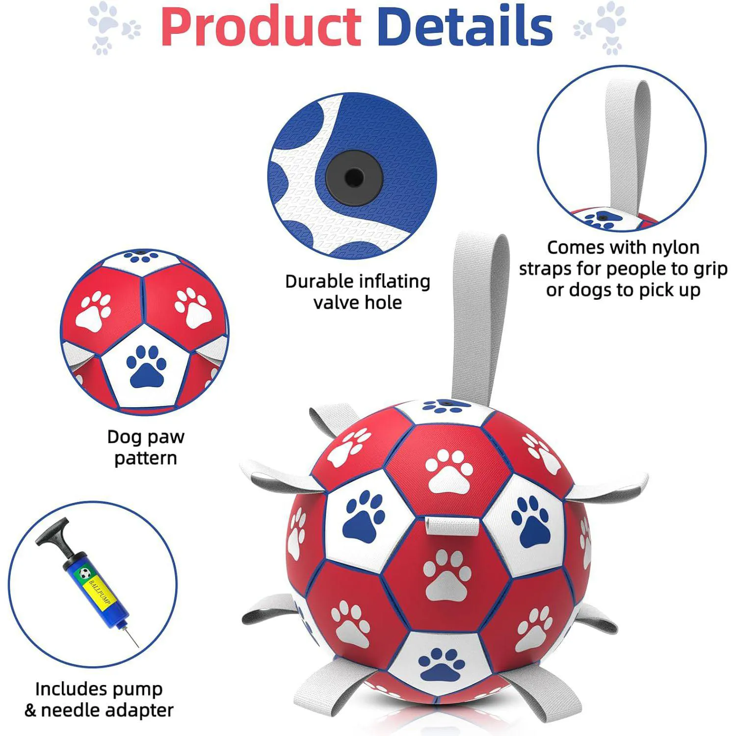Pelota De Fútbol Para Perros Con Correas Que Flota Y Es Ideal Para Juegos Interactivos 6