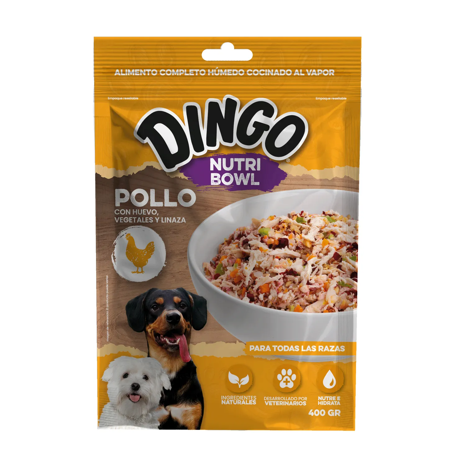 Comida Húmeda Para Perro Dingo Nutri Bowl Pollo 400gr