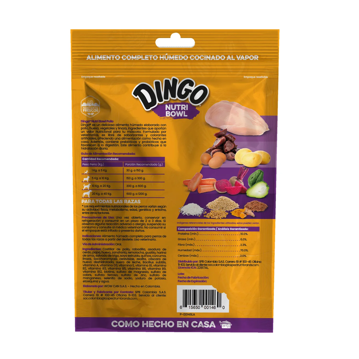 Comida Húmeda Para Perro Dingo Nutri Bowl Pollo 400gr