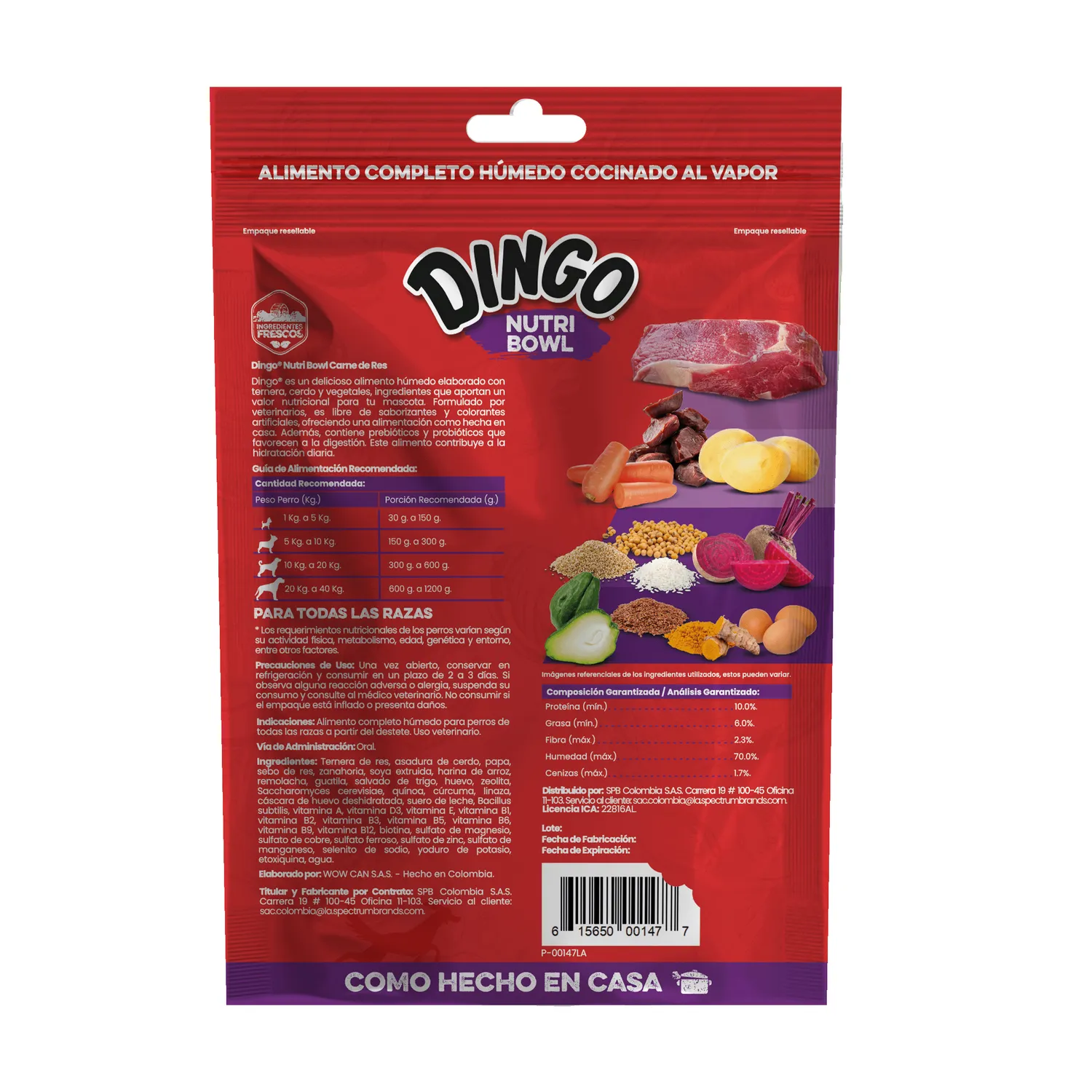 Comida Húmeda Para Perro Dingo Nutri Bowl Carne 400gr
