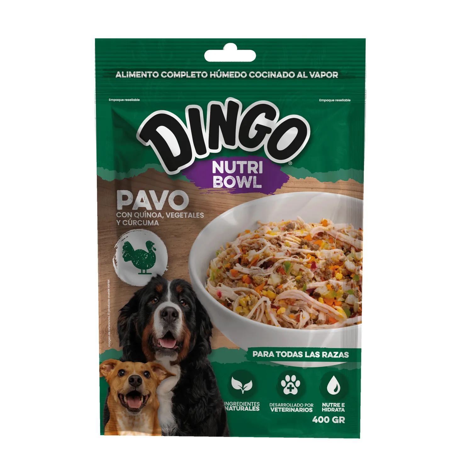 Comida Húmeda Para Perro Dingo Nutri Bowl Pavo 400gr