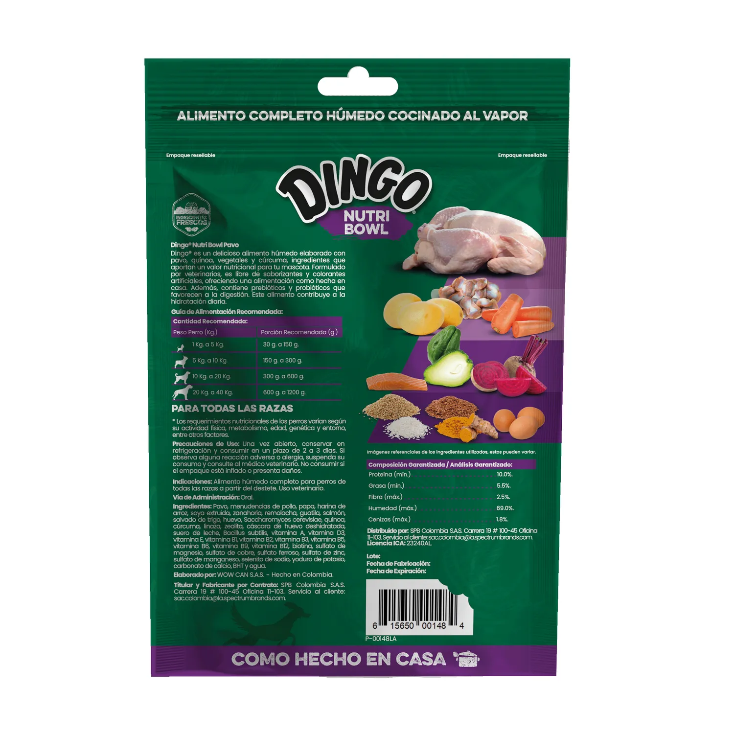 Comida Húmeda Para Perro Dingo Nutri Bowl Pavo 400gr