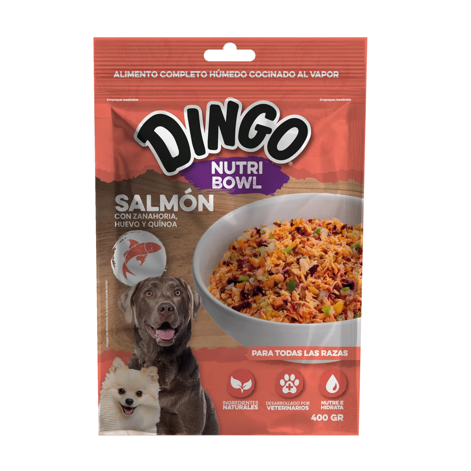 Comida Húmeda Para Perro Dingo Nutri Bowl Salmon 400gr
