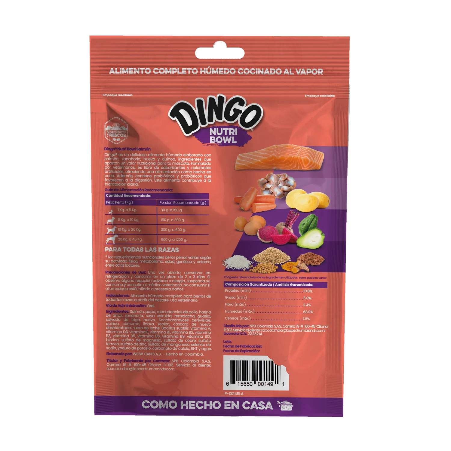 Comida Húmeda Para Perro Dingo Nutri Bowl Salmon 400gr
