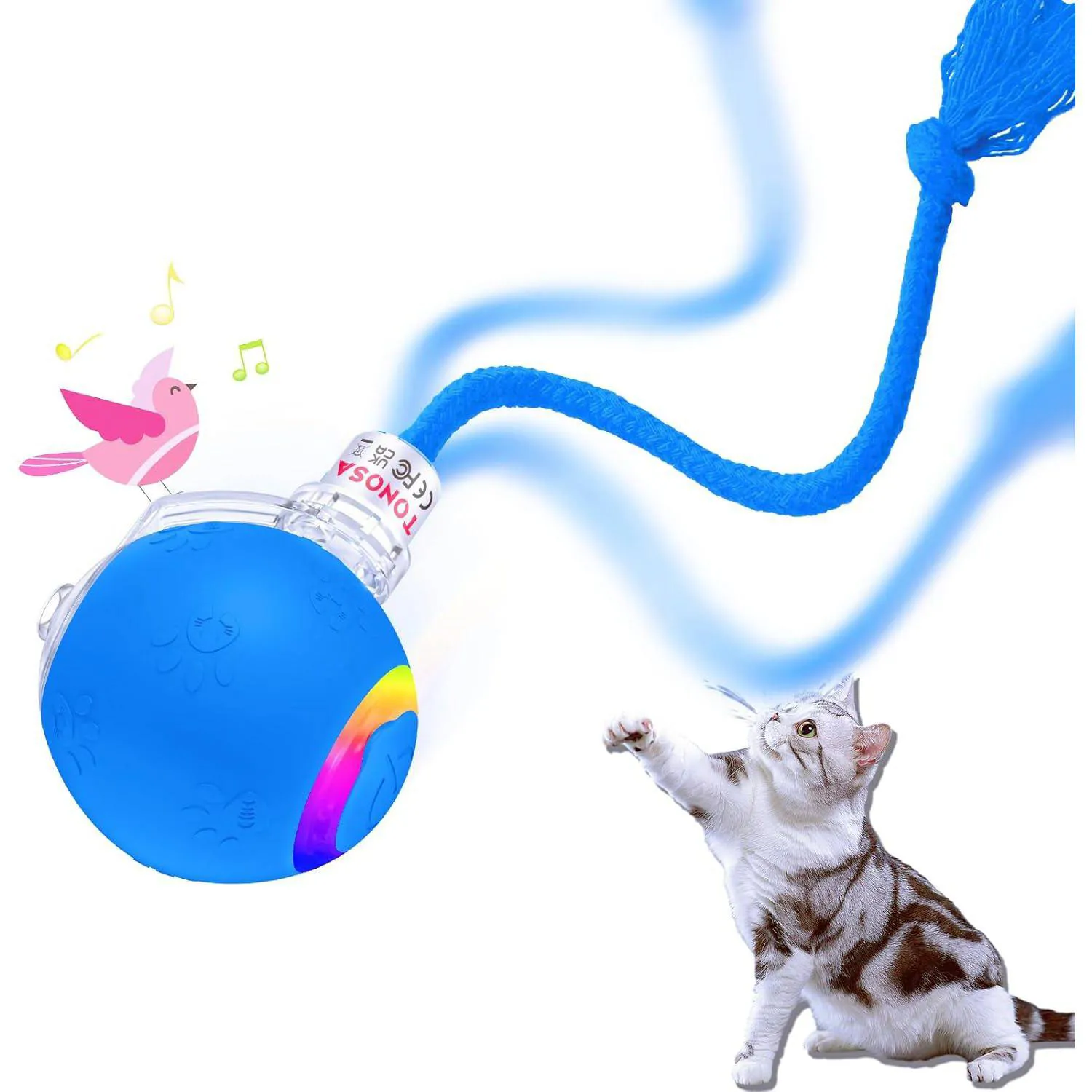 Juguete Interactivo Para Gatos Con Iluminación RGB Y Modos De Movimiento