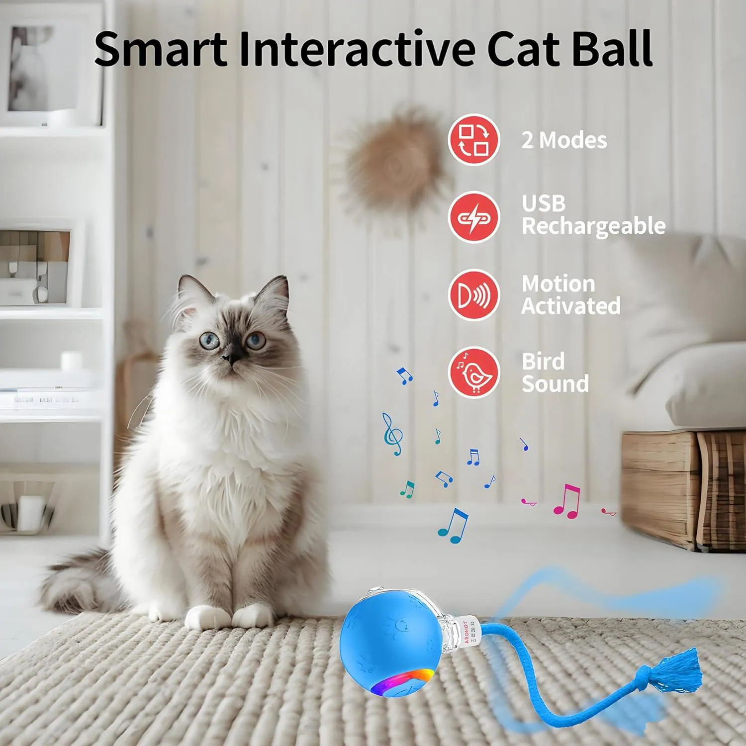 Juguete Interactivo Para Gatos Con Iluminación RGB Y Modos De Movimiento 4