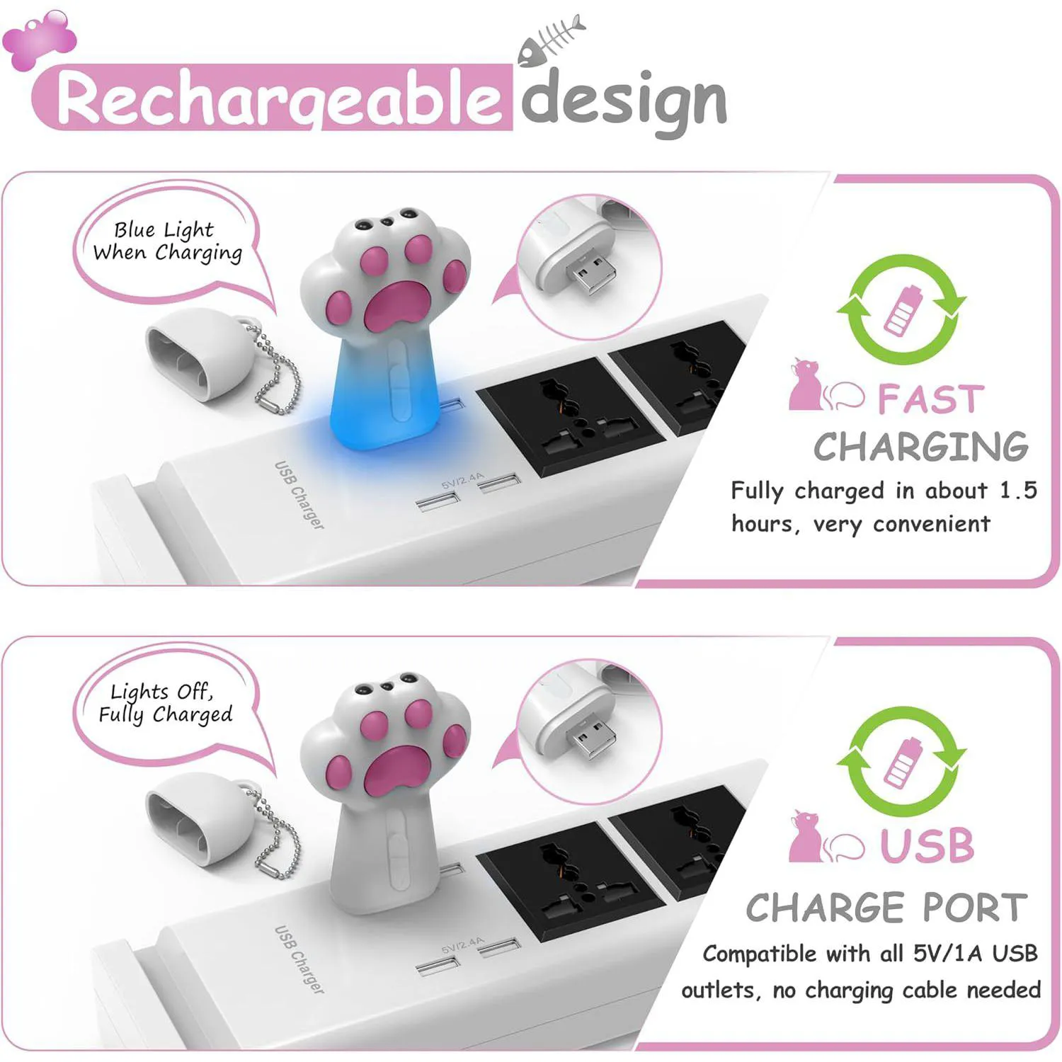 Juguete Interactivo Recargable para Gatos con Luz LED y Función UV 4