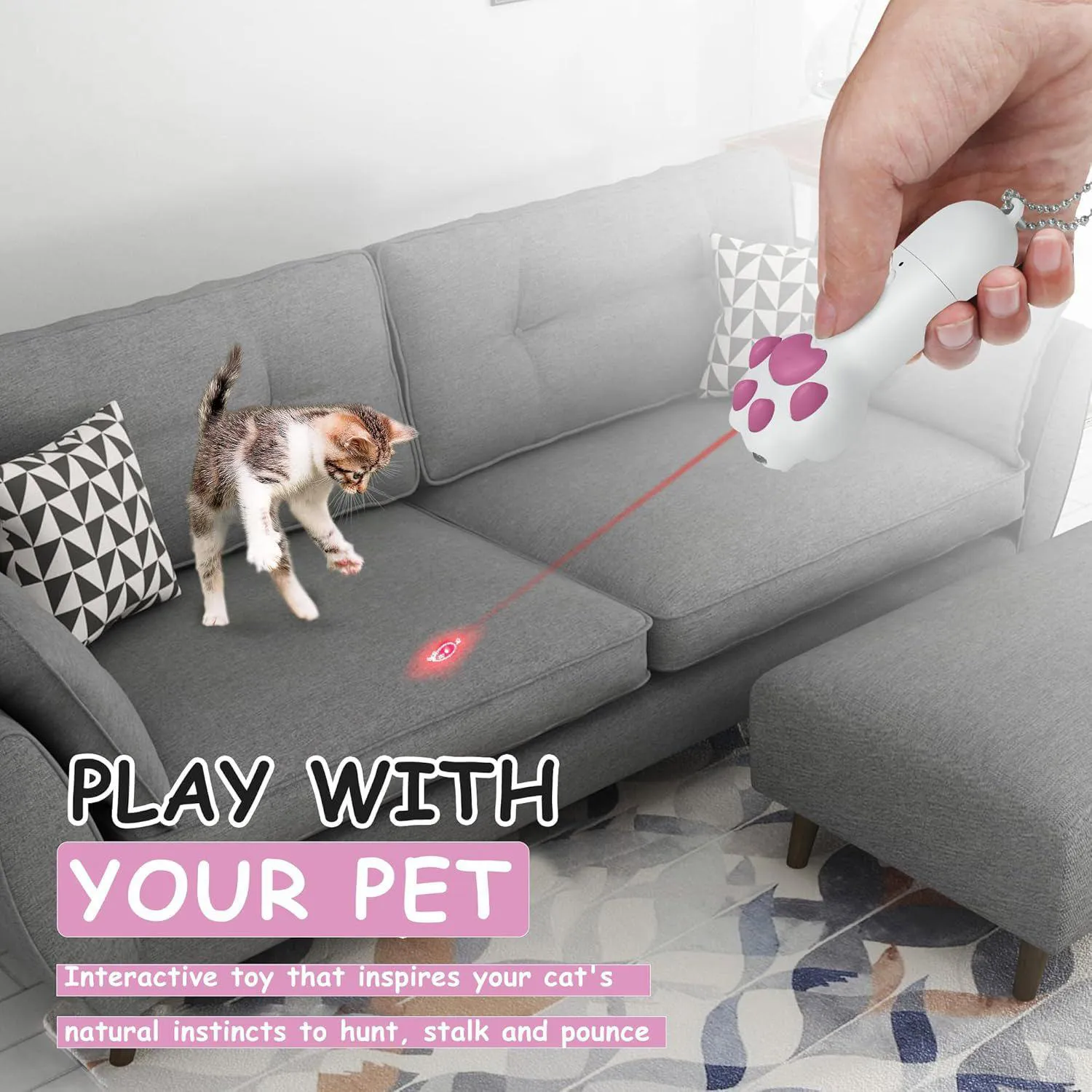Juguete Interactivo Recargable para Gatos con Luz LED y Función UV 5