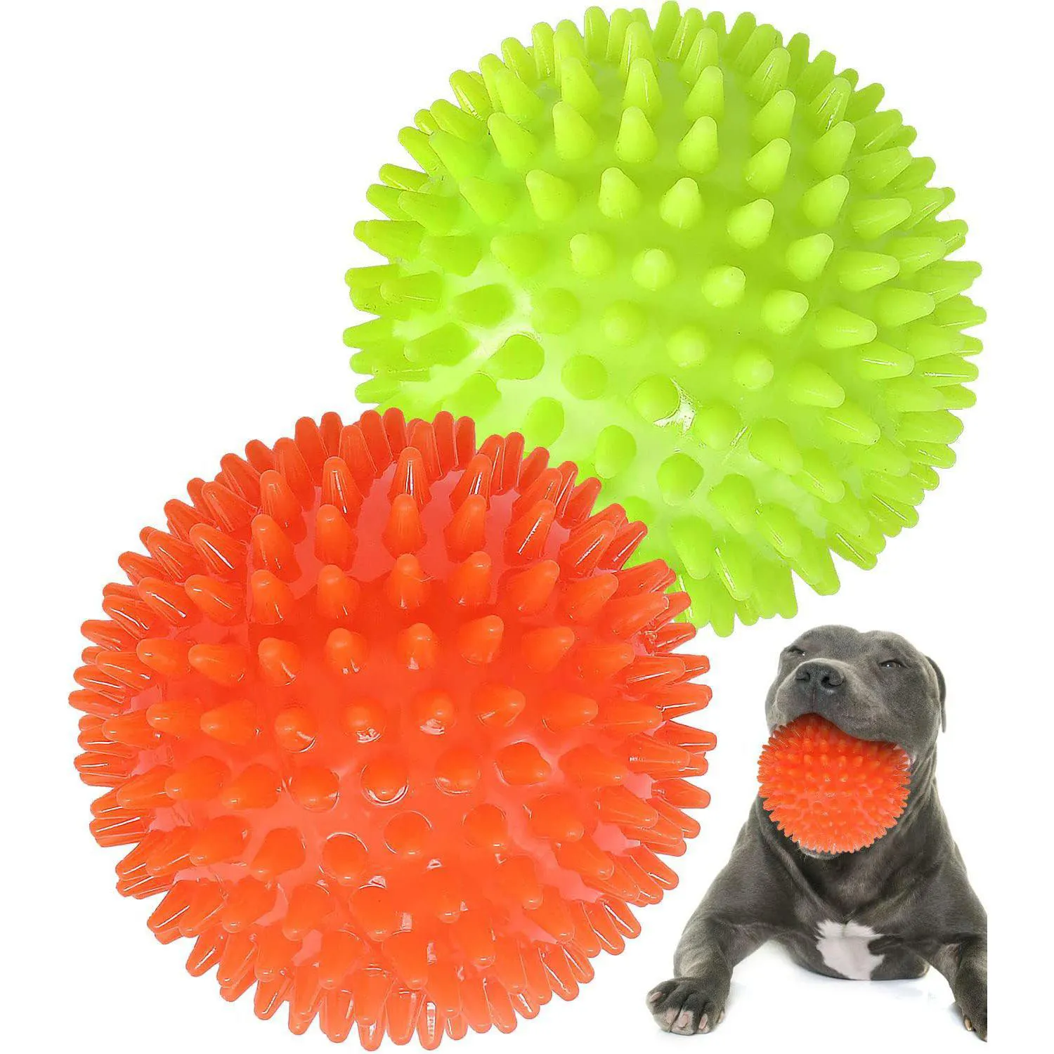 Pelota Chirriante Resistente Para Perros Grandes Con Pinchos Limpia Dientes