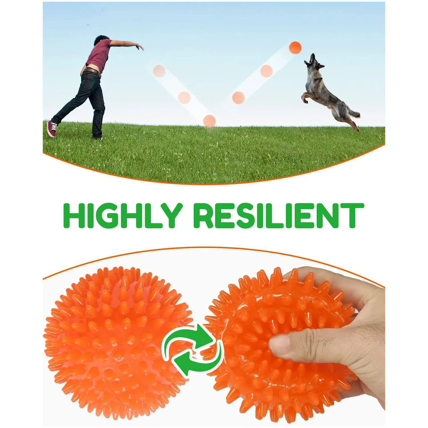 Pelota Chirriante Resistente Para Perros Grandes Con Pinchos Limpia Dientes 7