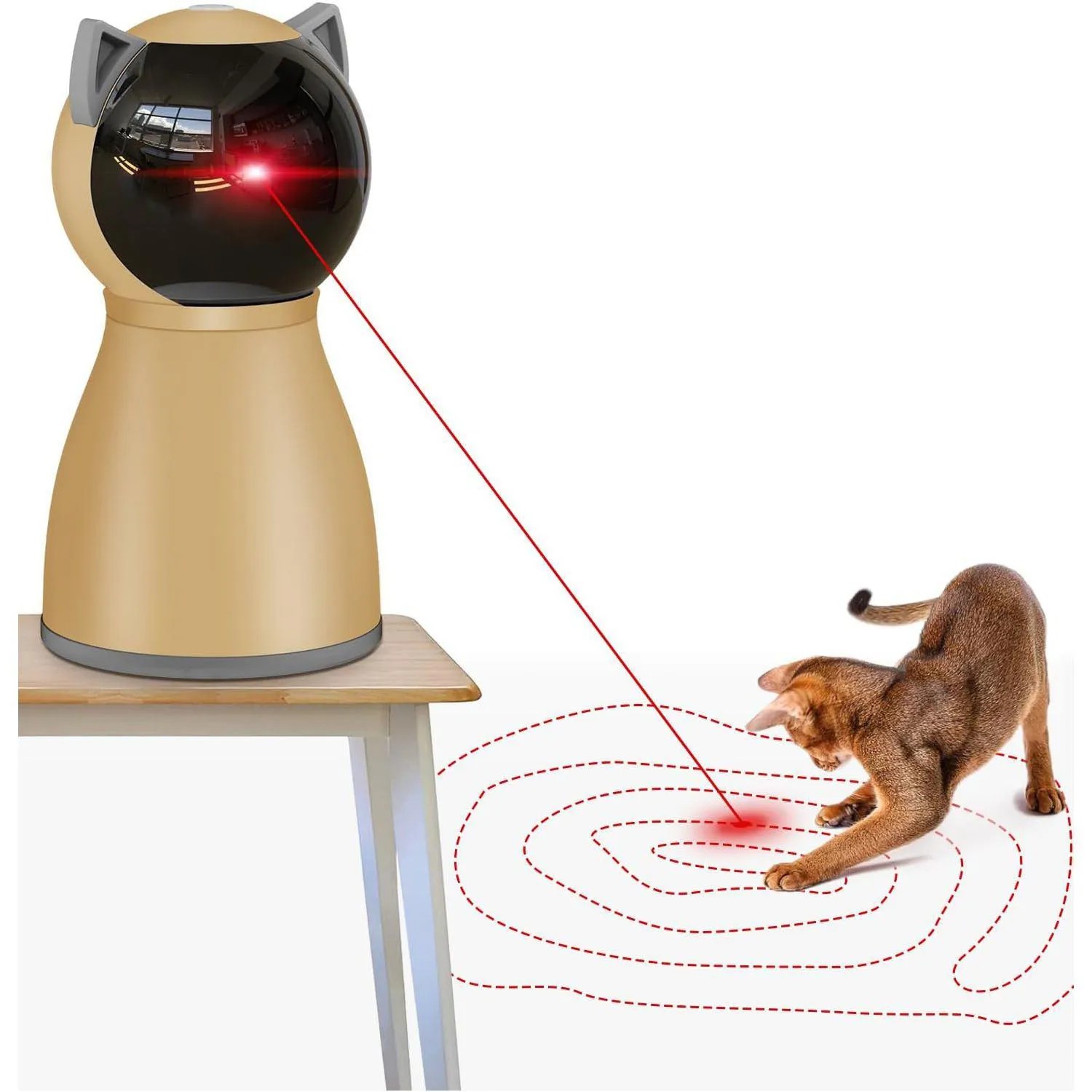 Láser Interactivo para Gatos con Trayectoria Aleatoria y Recarga USB