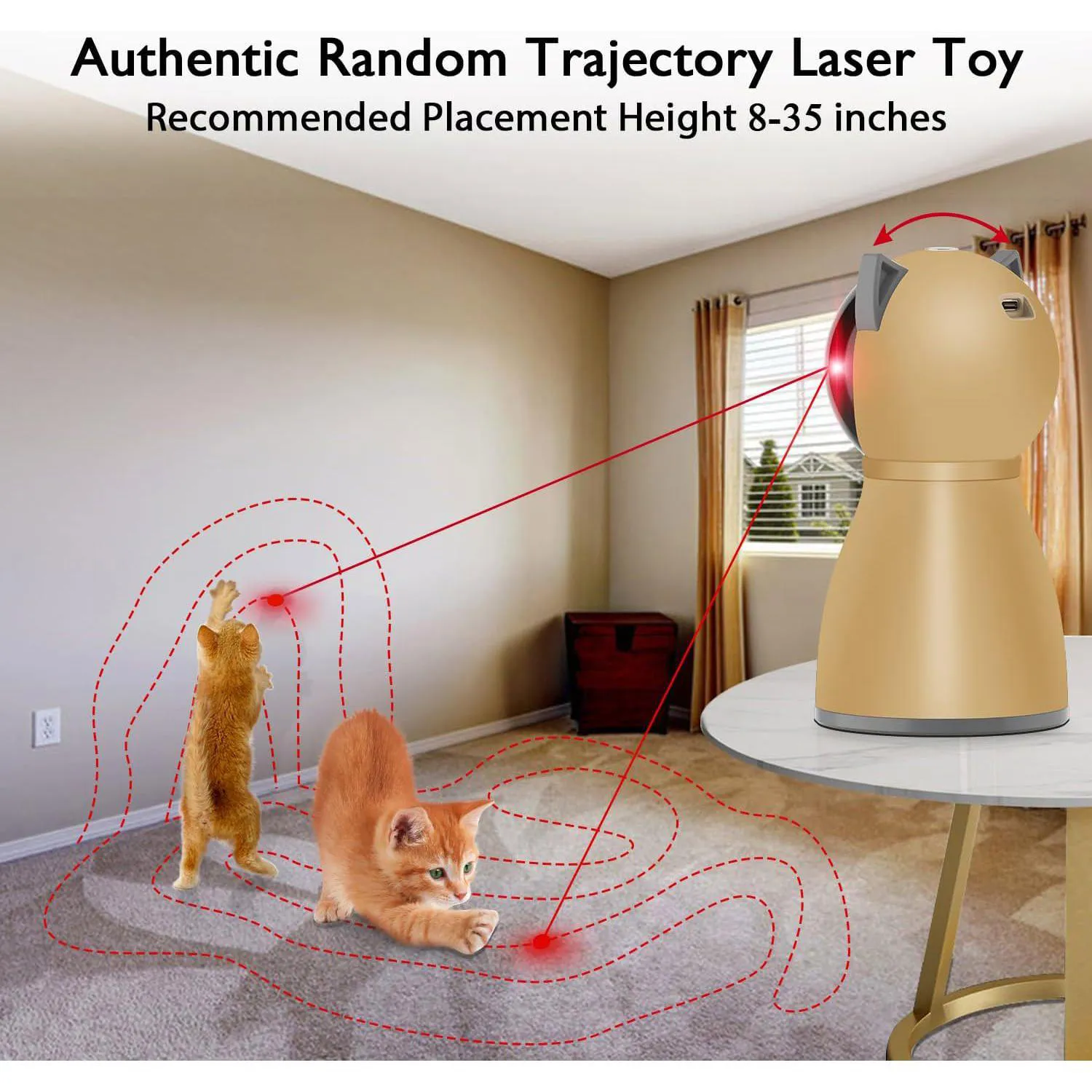 Láser Interactivo para Gatos con Trayectoria Aleatoria y Recarga USB