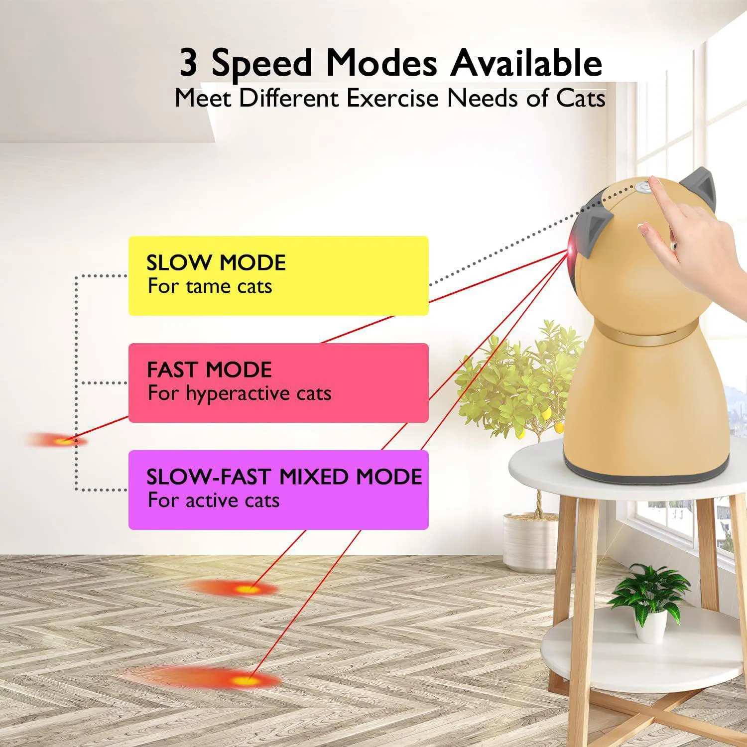 Láser Interactivo para Gatos con Trayectoria Aleatoria y Recarga USB 4