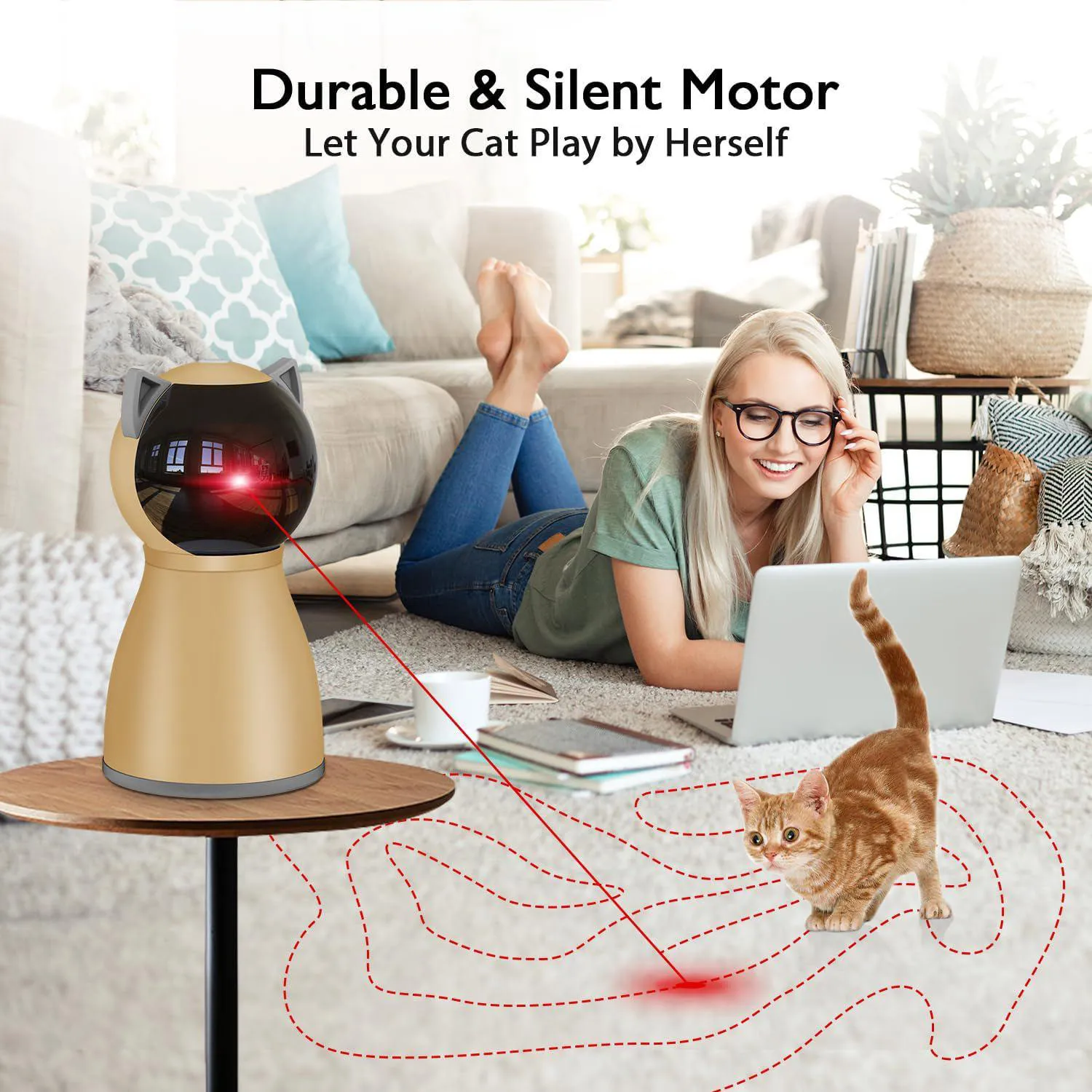 Láser Interactivo para Gatos con Trayectoria Aleatoria y Recarga USB 6