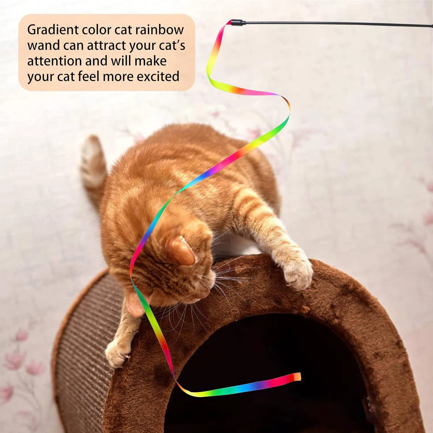 Varitas Interactivas para Gatos con Cintas de Colores para Ejercicio y Juego 3