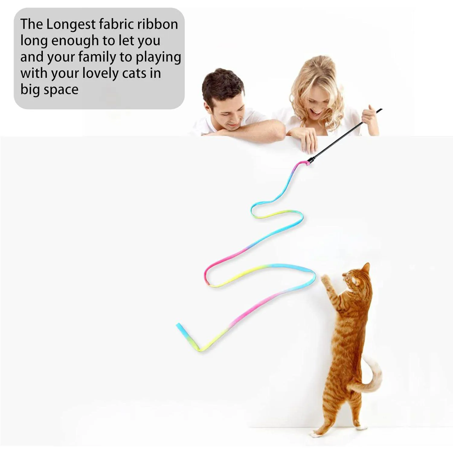 Varitas Interactivas para Gatos con Cintas de Colores para Ejercicio y Juego 4