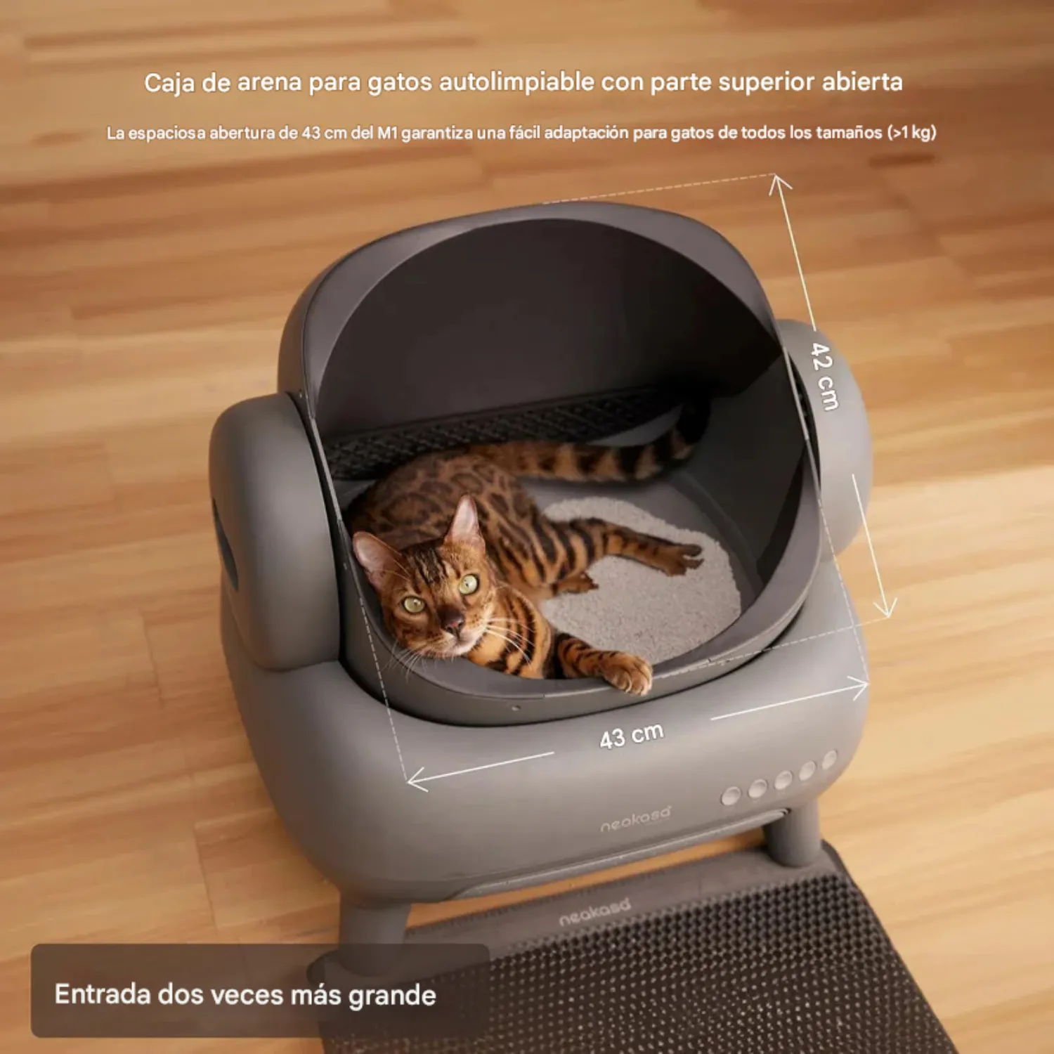Arenero Automático para Gatos Neakasa M1 Plus con Control por App y Tambor Abierto Gris 3