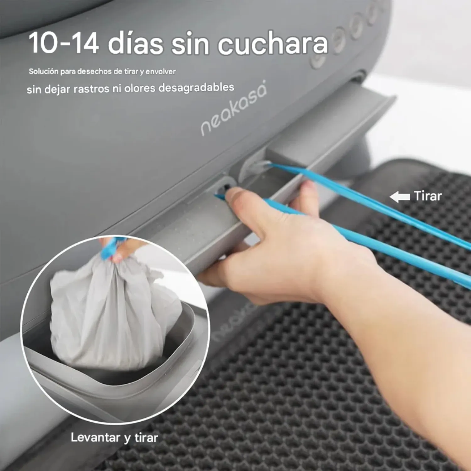Arenero Automático para Gatos Neakasa M1 Plus con Control por App y Tambor Abierto Gris 4