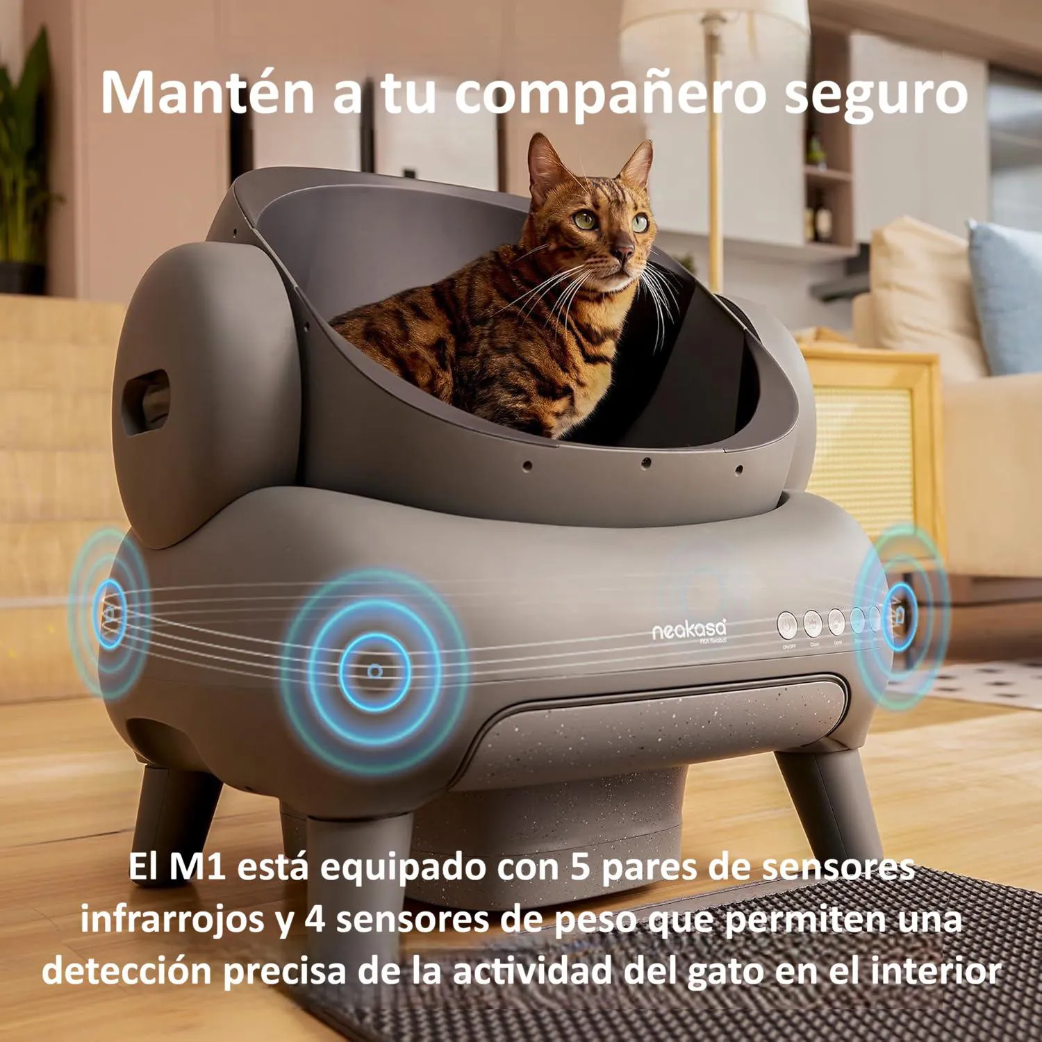 Arenero Automático para Gatos Neakasa M1 Plus con Control por App y Tambor Abierto Gris 6