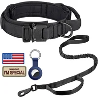 Collar Táctico Para Perro DAGANXI Con Funda Para AirTag Asa Y Parches Negro
