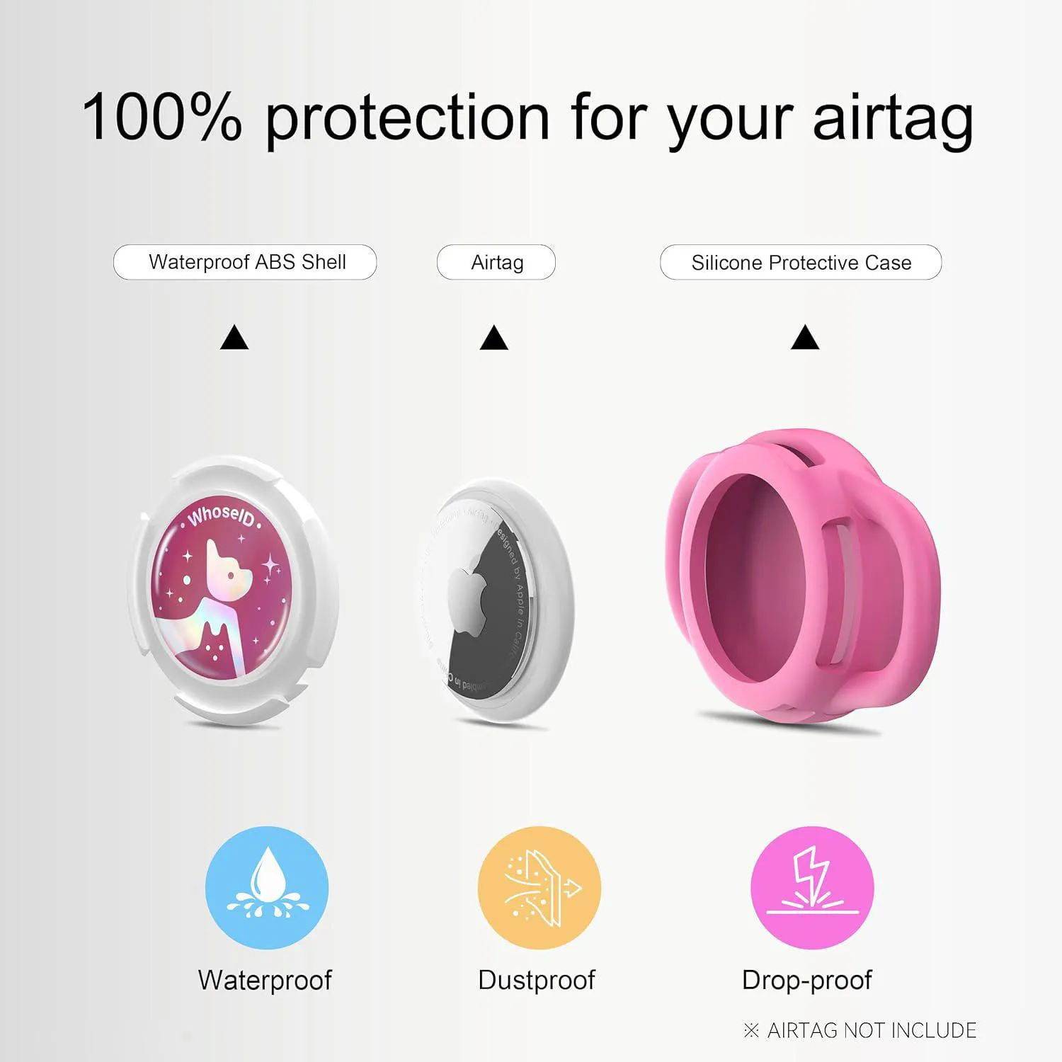 Soporte Para AirTag De Silicona Rosa Para Collar De Perro Y Gato Resistente Y Ligero