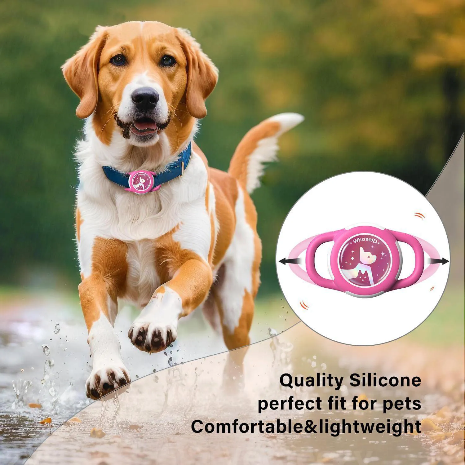 Soporte Para AirTag De Silicona Rosa Para Collar De Perro Y Gato Resistente Y Ligero 3