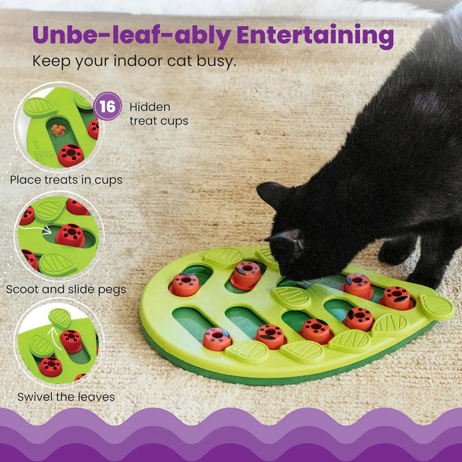 Juego Interactivo para Gatos con Compartimentos para Premios y Alimentación Lenta 3
