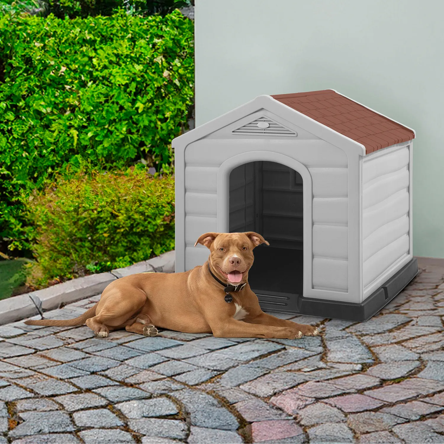 Casa para Perros Plástica 92x90x89 Cm Grande Terracota V Rimax 8
