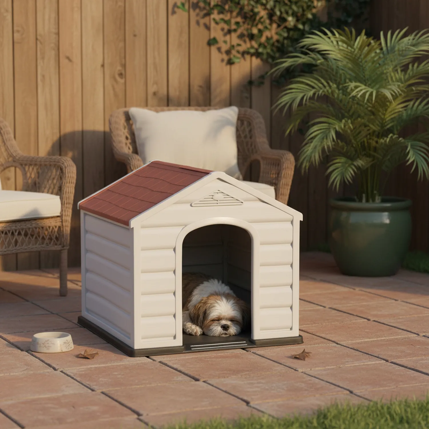 Casa P/Perros Plástica 68x61x58.5 Cm Pequeña Terracota Rimax 4