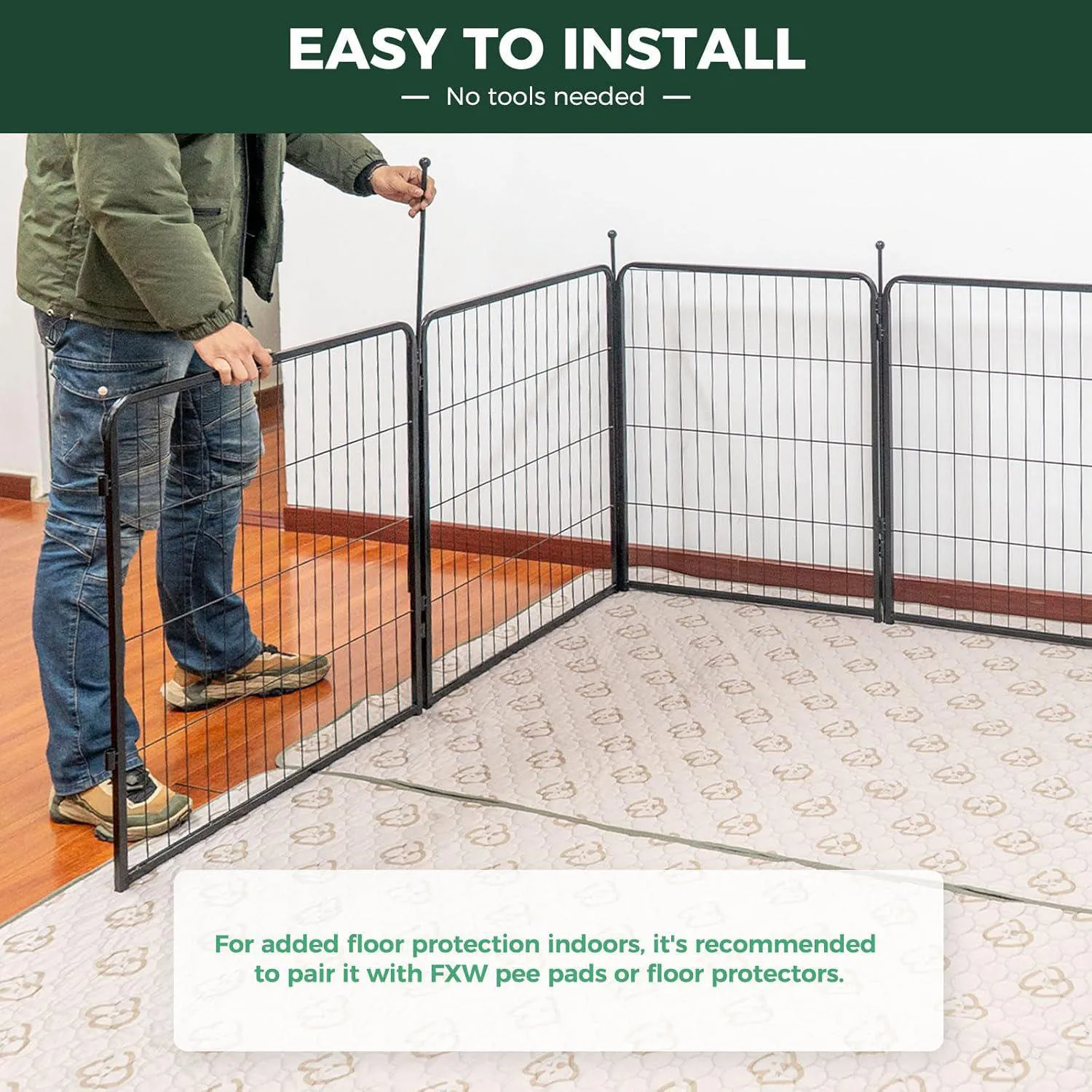 Corral FXW Rollick para Perros de 24 Paneles Reforzado para Patio y Camping 3