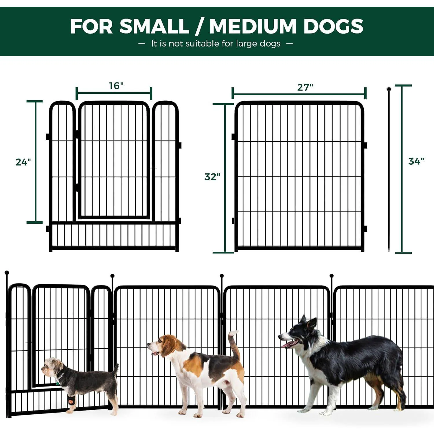 Corralito para Perros FXW 32 con 16 Paneles en Color Plata 6