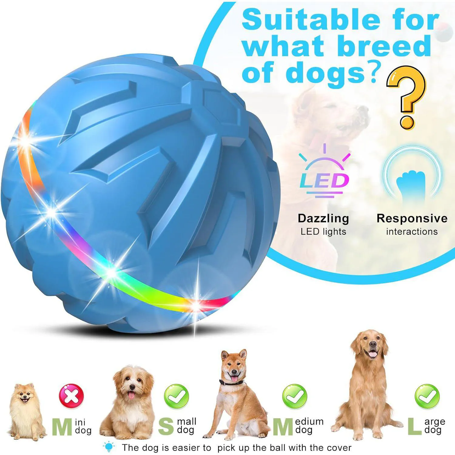 Pelota Interactiva Para Perros Con Luz LED Y Control Remoto Recargable 5