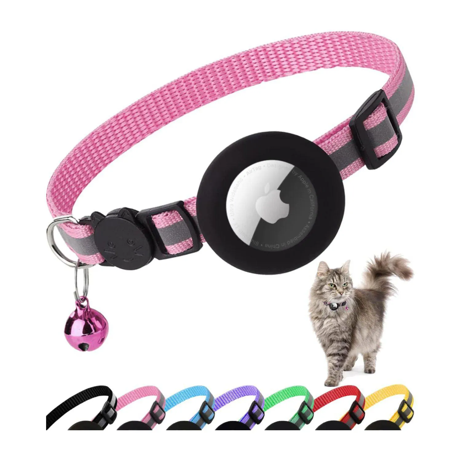 Collar para Gato con Soporte AirTag Reflectante y Ligero