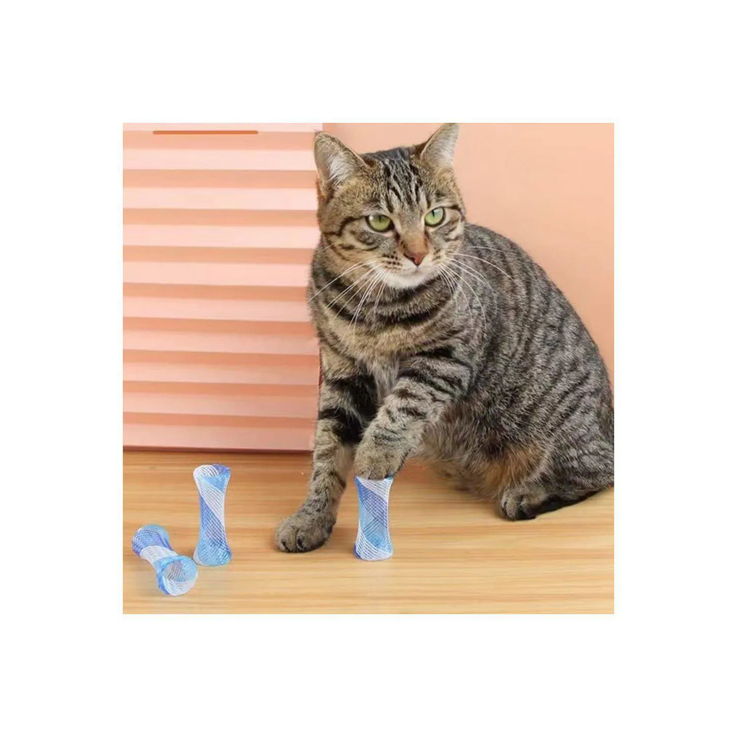 Juguete Interactivo para Gato Tubo de Resorte Colorido ISMARTEN 5