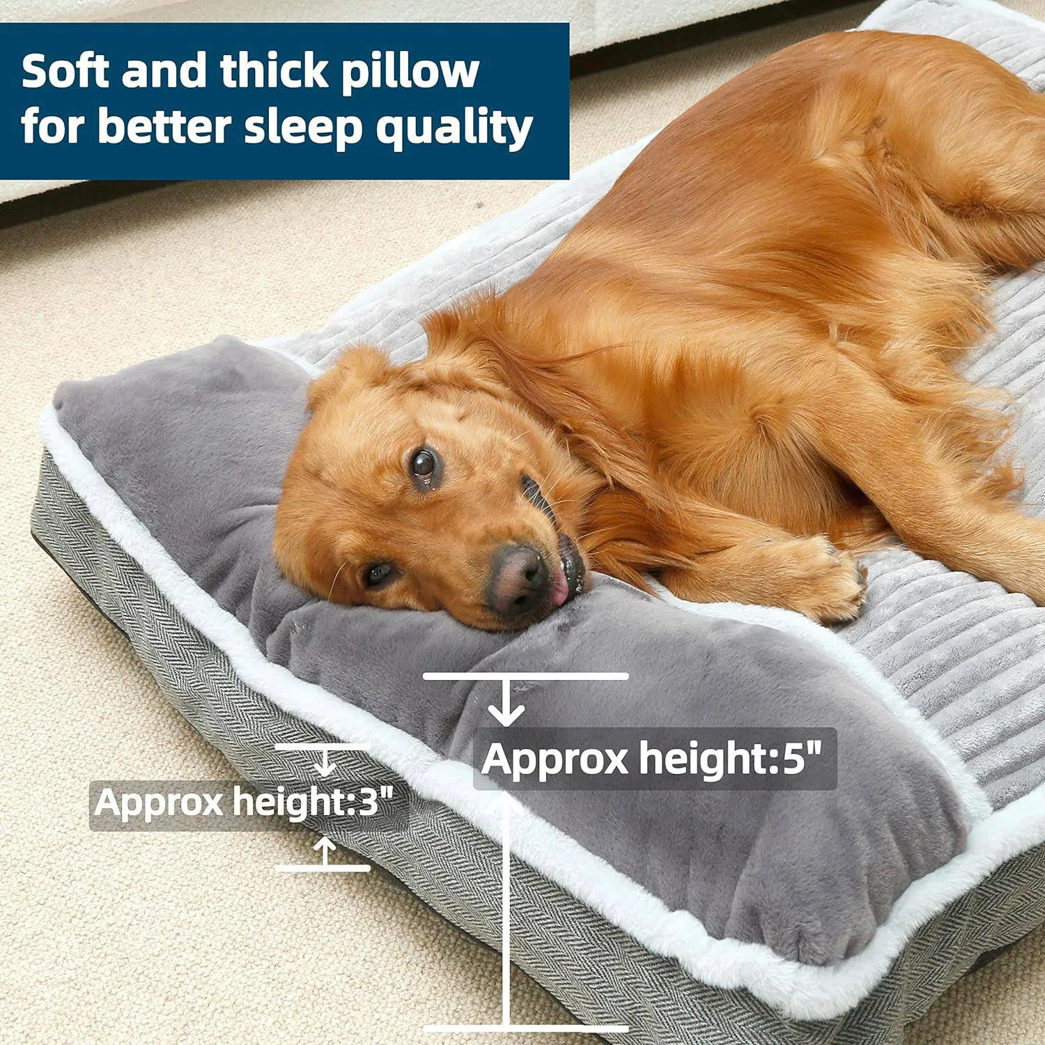 Cama Para Perros Grandes Suave Con Almohada 31x25x3 Cm 5
