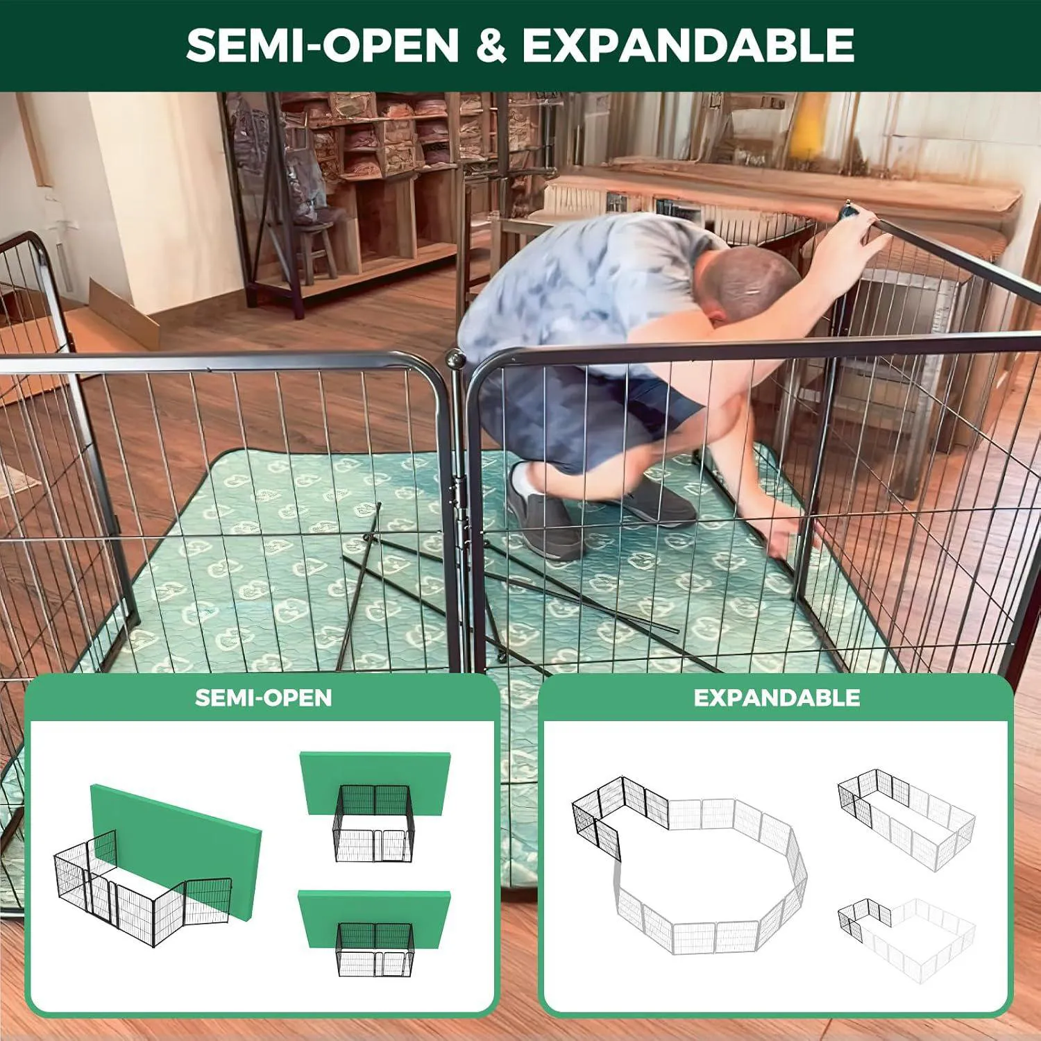 Pen Para Perros FXW Homeplus 8 Paneles Seguro y Resistente 7