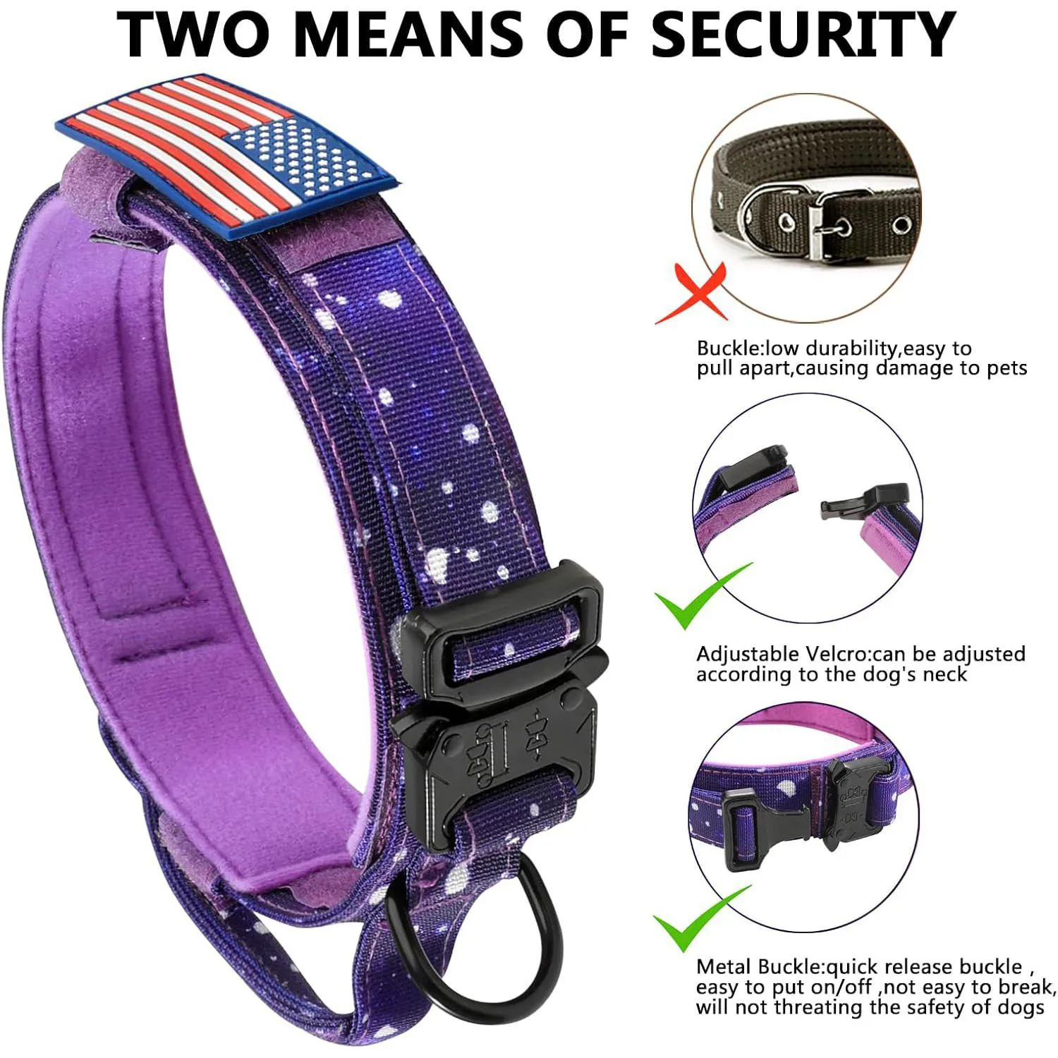 Collar Táctico Para Perro DAGANXI Con Funda Para AirTag Asa Y Parches 4