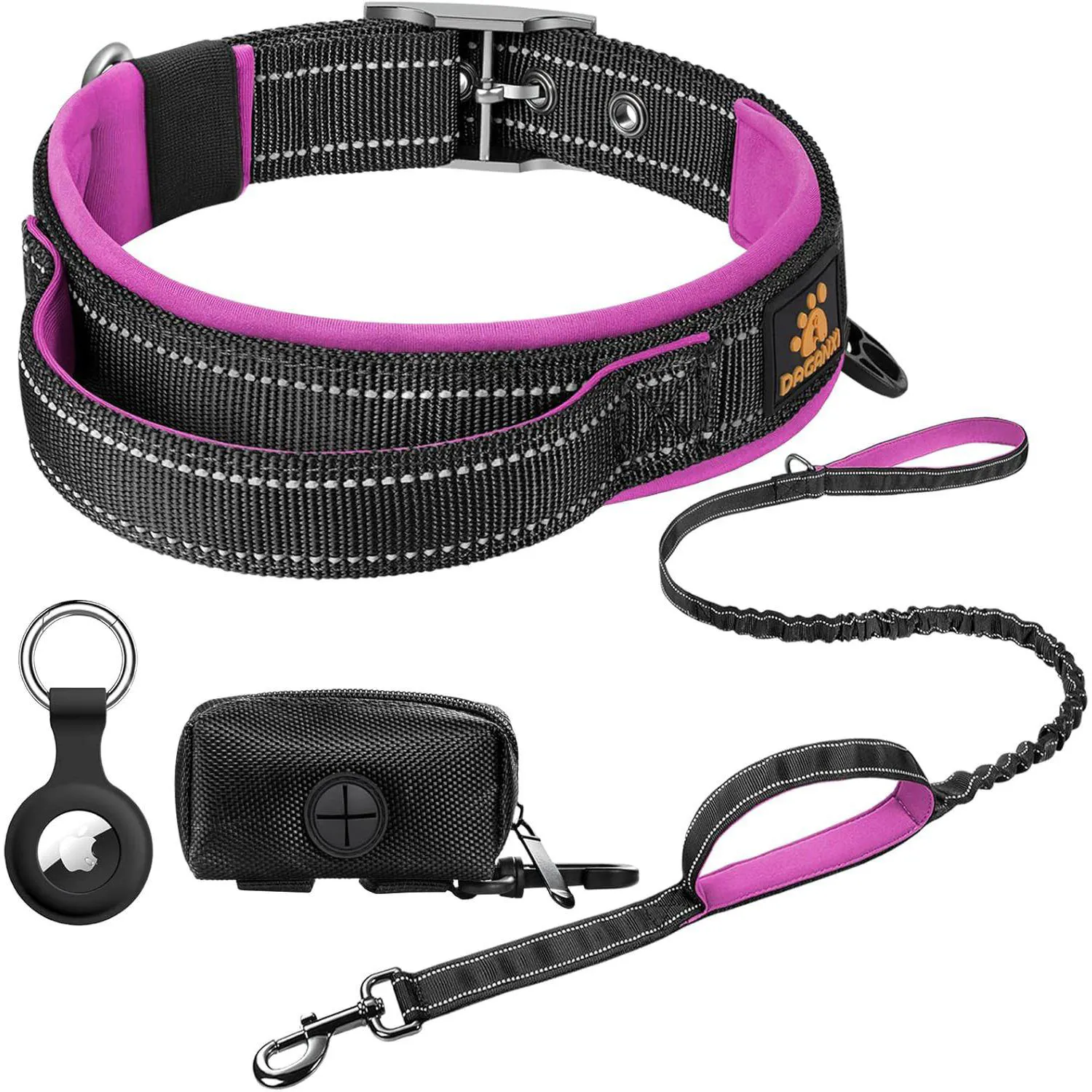 Collar Para Perro DAGANXI Con Funda Para AirTag Asa Reflectiva Y Dispensador