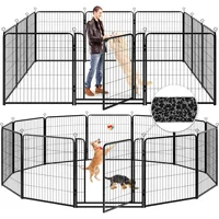 Corral para Perros de Exterior Extra Ancho con Puerta Kfvigoho 12 Paneles Negro