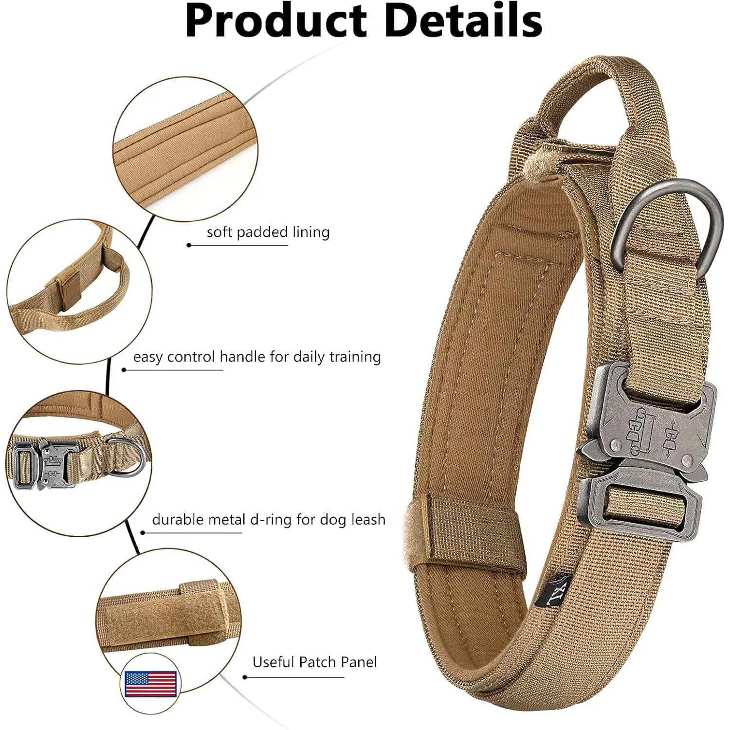Collar Táctico para Perro Daganxi Ajustable con Asa y AirTag 3