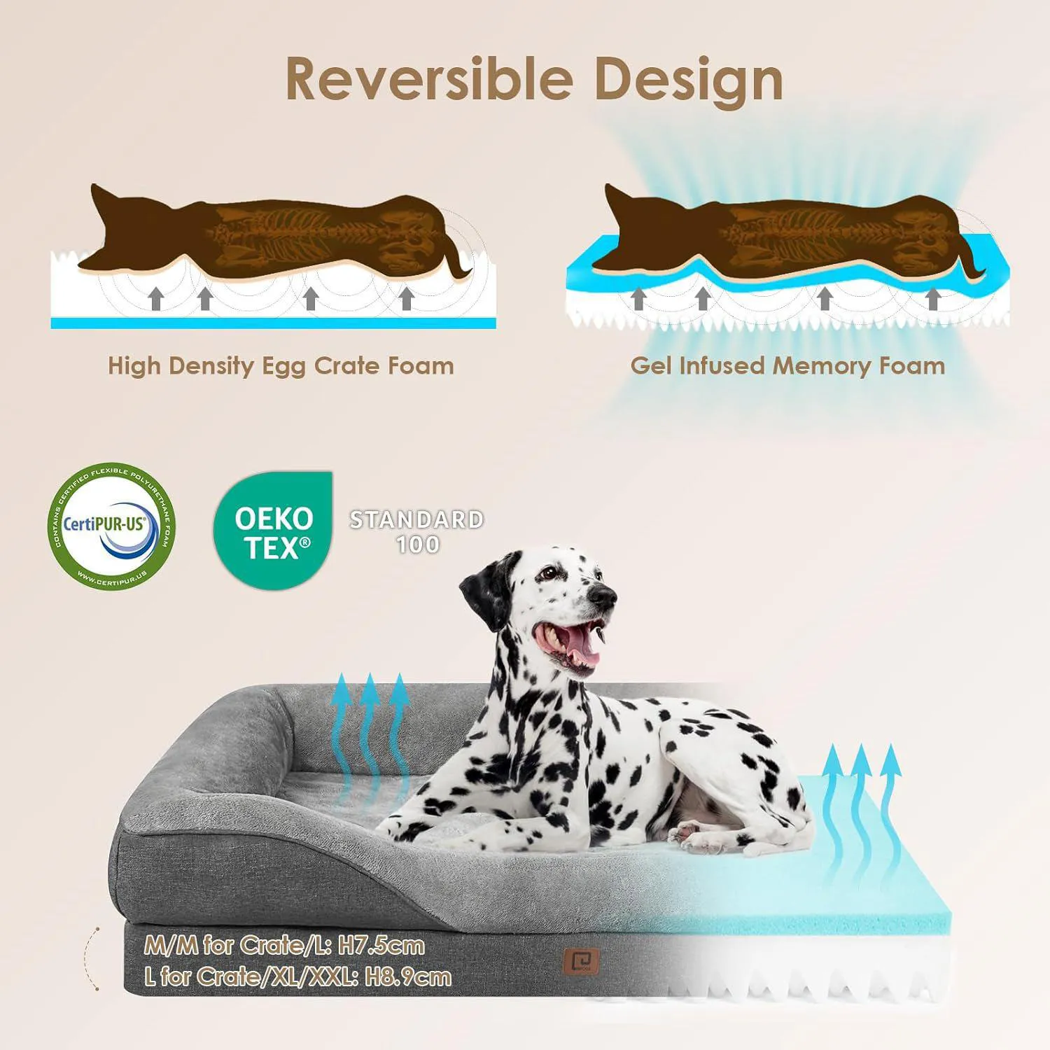 Cama Ortopédica para Perro XL Impermeable 42x30x7.5
