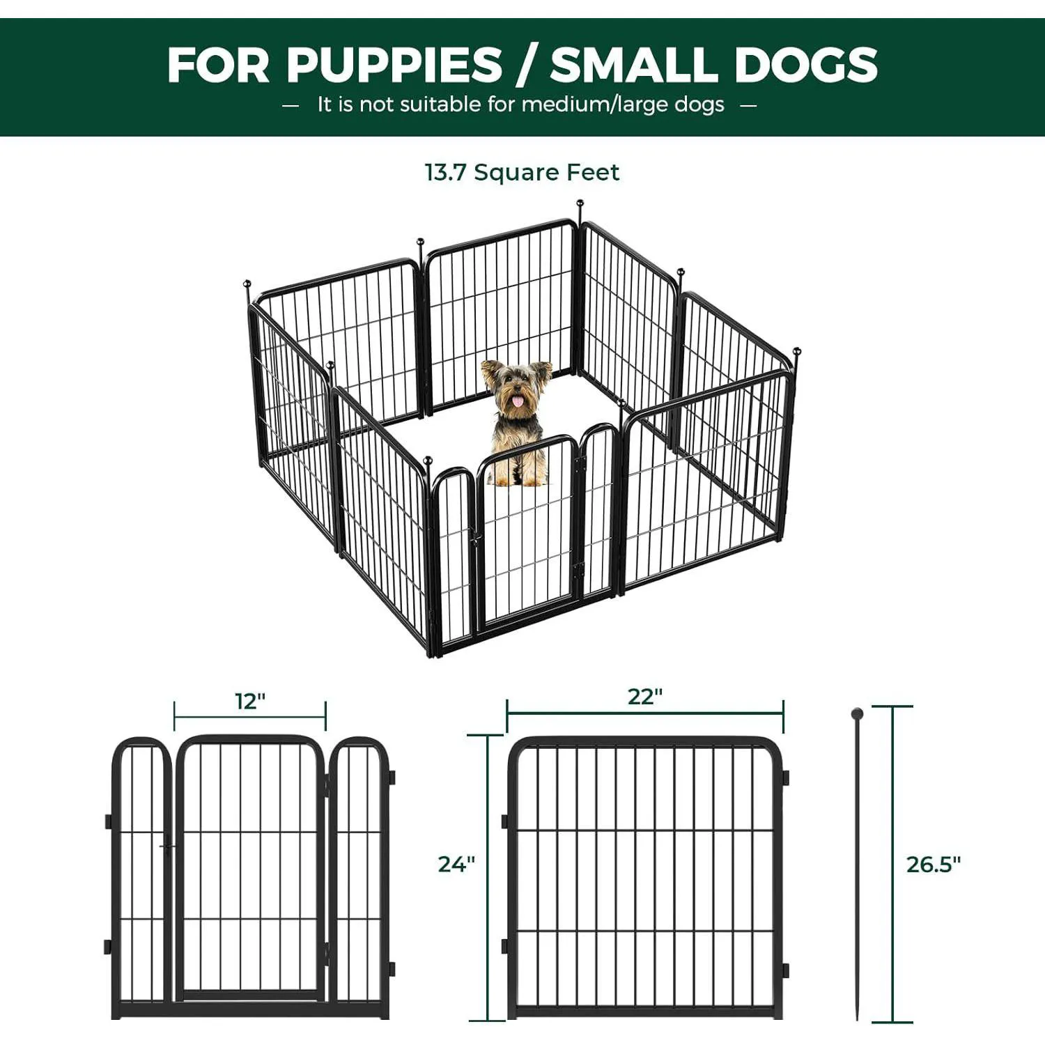 Parque para Perros FXW 24 8 Paneles para Cachorros y Pequeños 6