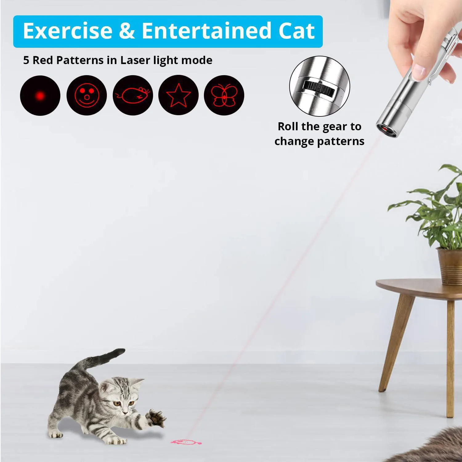 Juguete Láser Recargable para Gato con Patrones Interactivos TBTeek 4